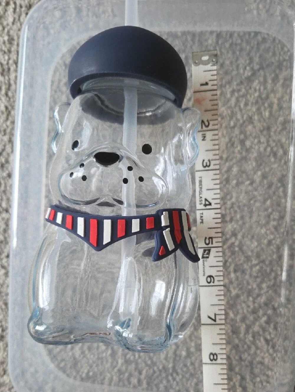 NWT Frenchie Glass Tumbler French Bulldog With Beret And Scarf